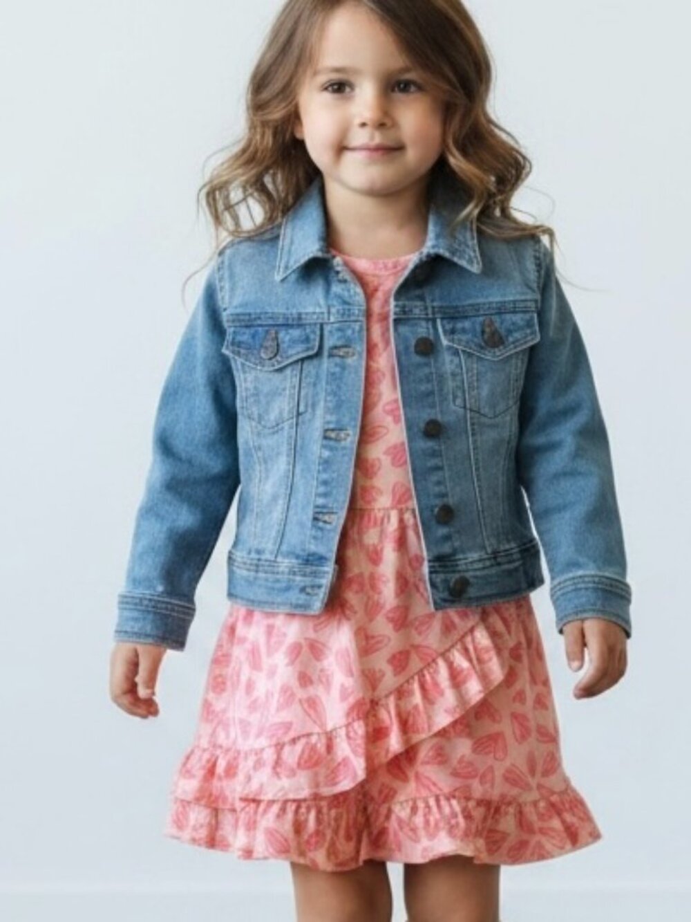 NEW Lucky Penny Girl’s Jean Jacket & Ruffle Dress Size 4T Pink 2 Piece Set NWT